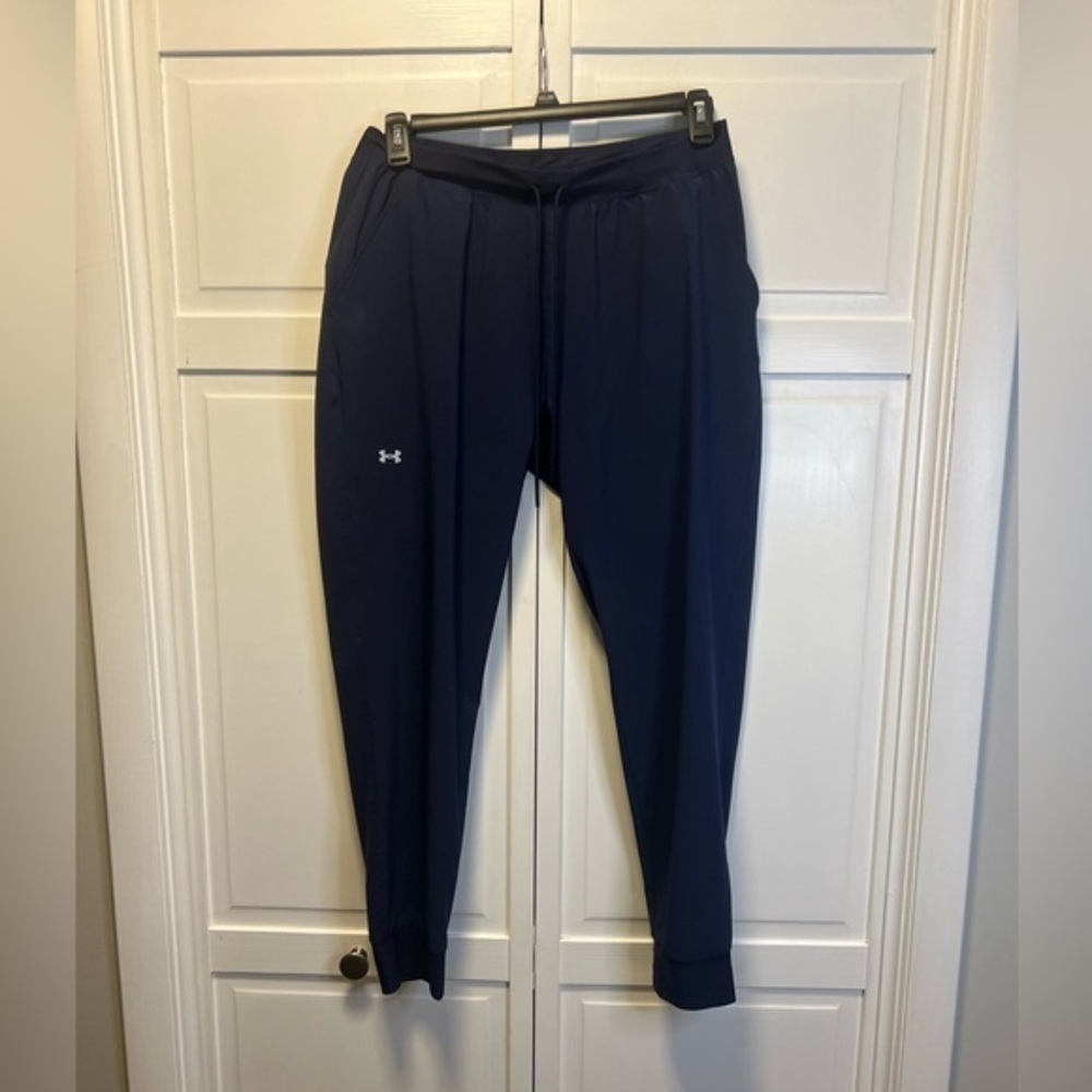 Under Armour Womens HeatGear Loose Fit Sport Woven Joggers Size Large Navy Blue